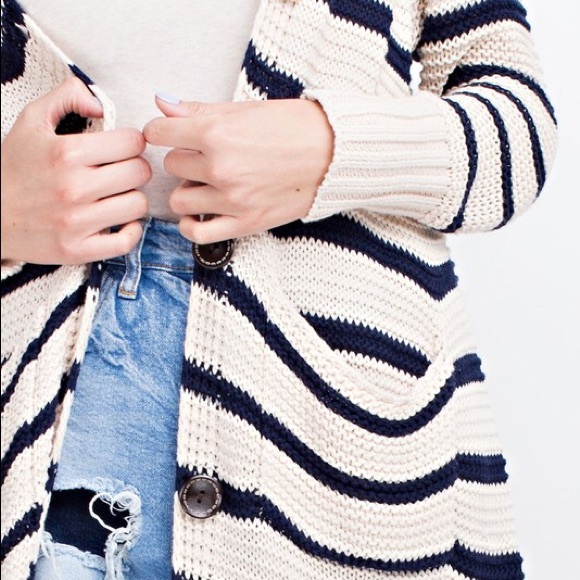 🤩LAST ONE🤩STRIPED KNIT OPEN LONG CARDIGAN - Picture 5 of 5